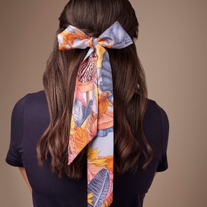 Mulberry silk scarf, The True Summer Blue, Silk Skinny Scarf, Silk Neckerchief, Hair Accessories, Wrist Scarf image 1