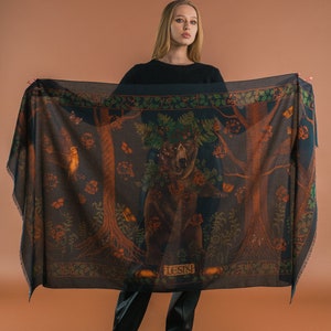 Silk Blend Black Stole, Black Scarf, Silk Cotton Scarf, Leshy, Cotton shawl, Gift For Her Birthday, Boho Wrap Shawl