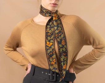 Leshy Black Green Silk Scarf Hair Accessories Ladies Luxurious Elegant Style Designer Scarf Skinny scarf