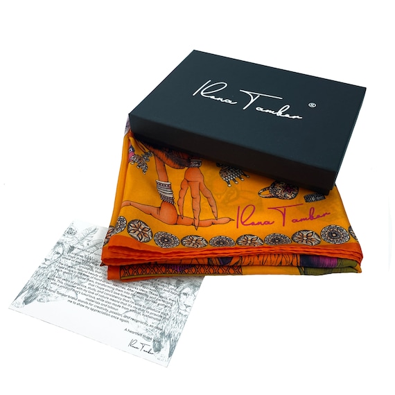 華麗 Scarf Silk for the Scarf, Neck Scarf, Silk Orange Women, Clothing
