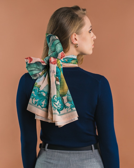 Silk Scarf The Tropical Paradise Powder Pink - Ilona Tambor