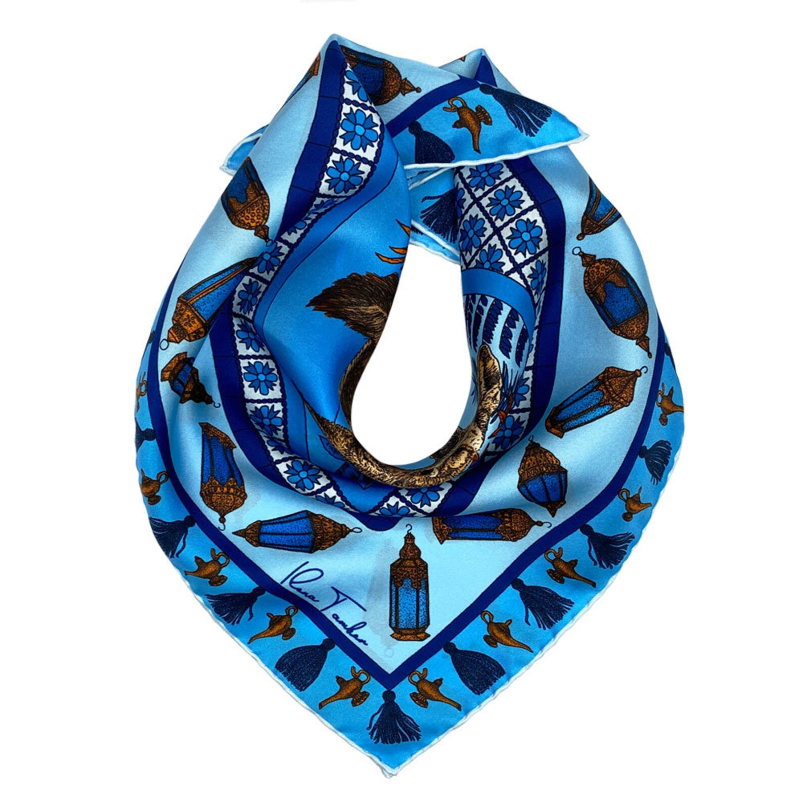 Silk Bandana Head Scarf Silk Scarf for Women Blue Scarf Etsy