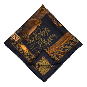 Mens Silk Pocket Square, Green Silk handkerchief, Leshy Black, Unusual gifts for Men, Boyfriend gift, Silk Hankie image 4