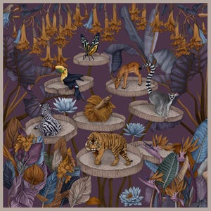 The True Summer Purple Floral Silk Scarf – Hand-Illustrated Mulberry Silk, 36&quot; Square, Gif for her