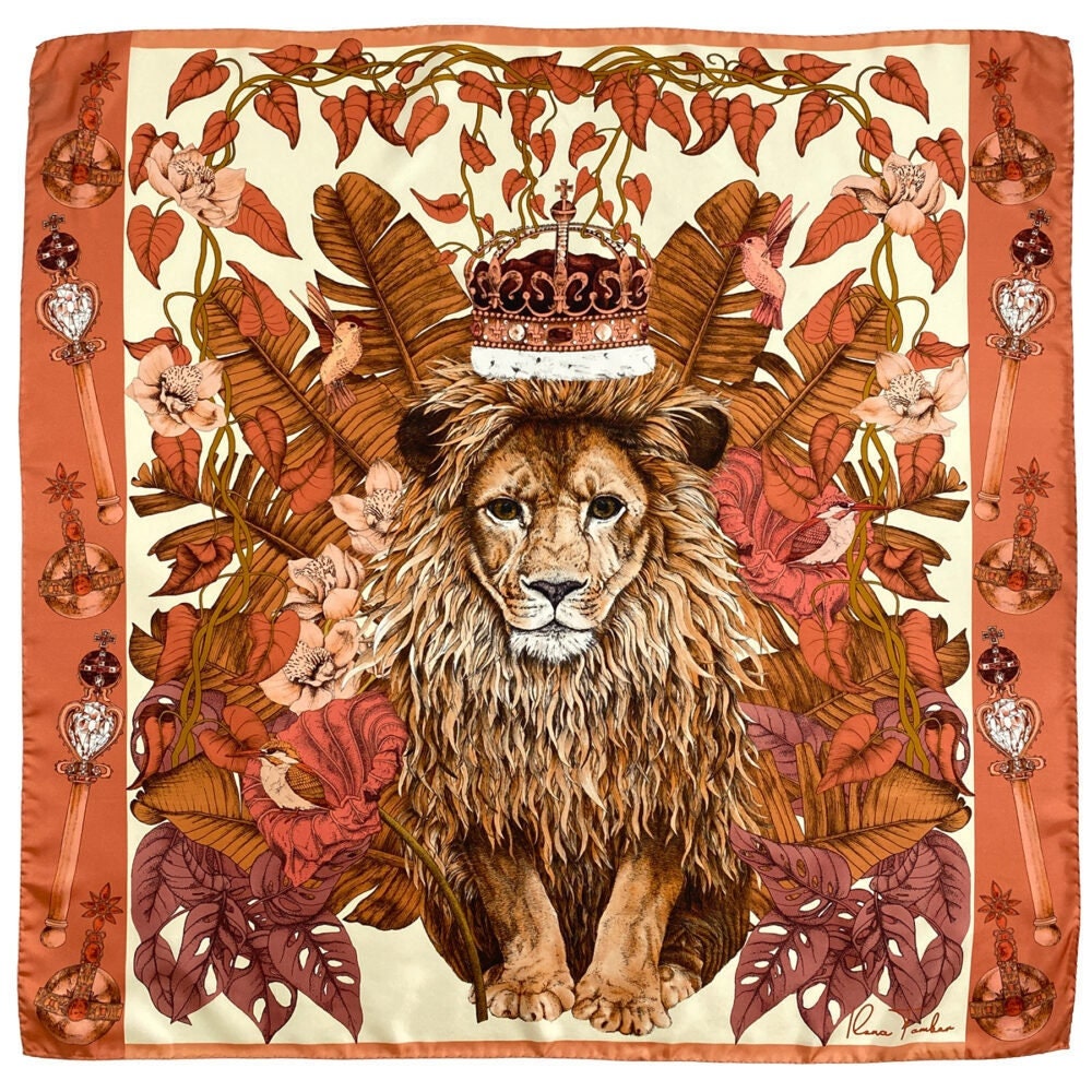 HERMESエレガントなシルクスカーフ 王冠とライオン Hermes Scarf Lion - Etsy