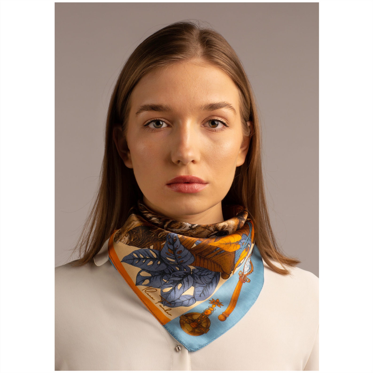 Silk Scarf for Women / Gold Scarf / Lion Scarf / Designer Etsy UK