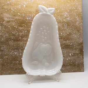 1960s Vintage Pear Shaped Milk Glass Trinket Dish