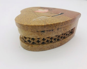 1970s Heart Shaped Soapstone Trinket box