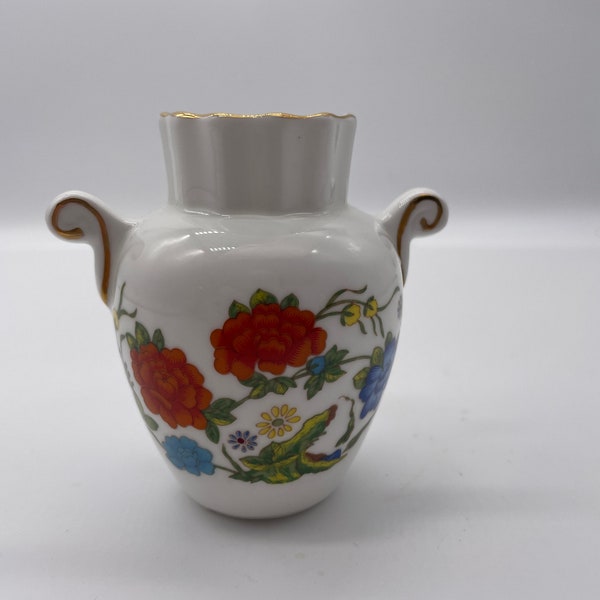 Aynsley Bone China "Famille Rose" Posy Vase. Reproduction of XVII Design of Ch'ing Dynasty