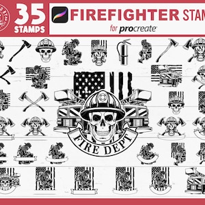 Procreate Firefighter Stamps, Procreate Fire Rescue Stamps, Procreate First Responder Stamps, Procreate Emergency Stamps, Procreate Fireman