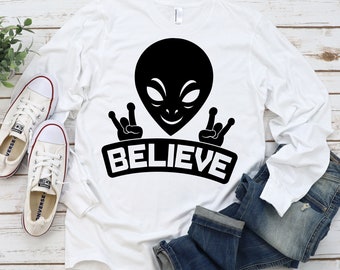 Alien Svg, Believe Svg, UFO Svg, Alien Png, Alien Clipart, Alien Vector, Celestial Svg, Halloween Svg, Area 51 Svg, Alien Shirt Svg