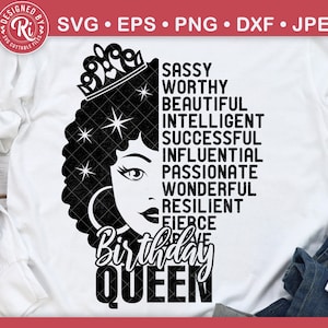 Anniversaire Reine Svg, Svg Afro Queen, Afro femme Svg, Svg femme afro-américaine, Affirmation Svg, Reine noire anniversaire Svg, Cricut, fichier coupé