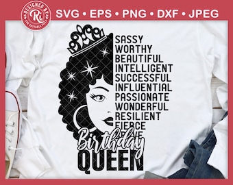Birthday Queen Svg, Afro Queen Svg, Afro Woman Svg, African American Woman svg, Affirmation Svg, Black Queen Birthday Svg, Cricut, Cut File