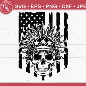 US Skull Soldier Svg, Veterans Day Svg, Veteran Svg, Soldier Svg, US Army Svg, Skull Clipart, Skull Head Svg, USA Svg, Bullet Svg, Helmet