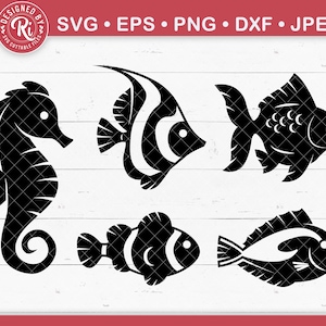 Fish Svg, Fish Silhouettes Svg, Aquarium Svg, Ocean Svg, Fishing Svg, Sea Svg, Blue Tang, Sea Horse, Angel Fish, Clown Fish, Gold Fish Svg