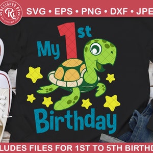 Turtle Birthday Svg, 1er, 2ème, 3ème, 4ème, 5ème, Premier, Deuxième, Troisième, Quatrième, Cinquième, Anniversaire Garçon, Fille, Joyeux anniversaire, Cheise, Cake Topper