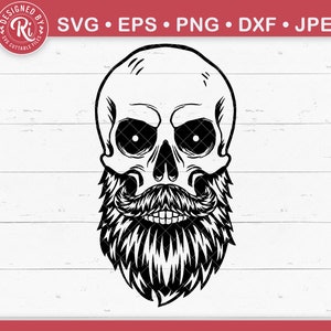 Bärtiger Schädel SVG, Schädel mit Bart svg, Schädel-Clipart, Schädelkopf svg, Schädelbart, Schädels svg, Schädel-Shirt, Tag der Toten svg, Cricut
