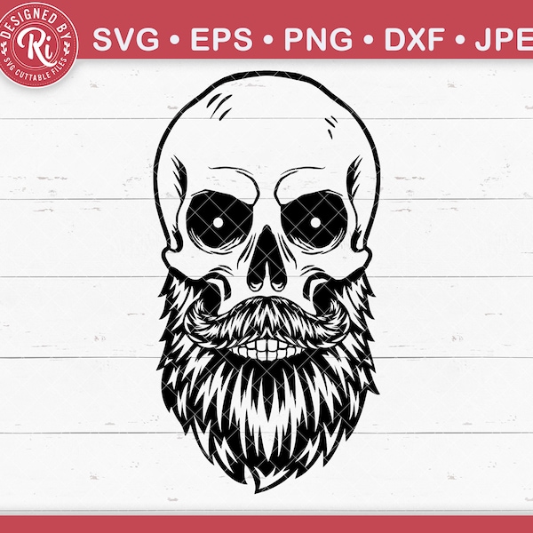 Bearded Skull Svg, Skull with Beard Svg, Skull Clipart, Skull Head Svg, Skull Beard, Skulls Svg, Skull Shirt, Day of the Dead Svg, Cricut