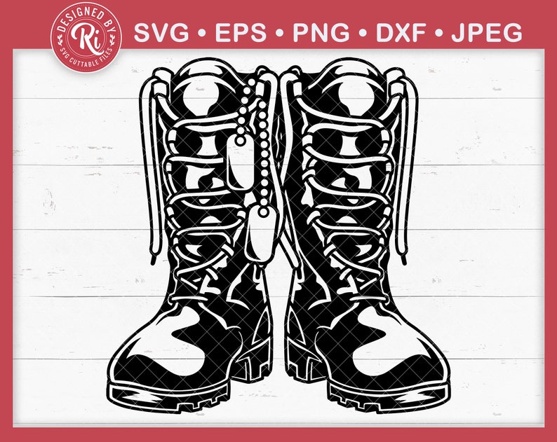 Combat Boots Svg Combat Boots With Dog Tags Svg Army Boots Etsy