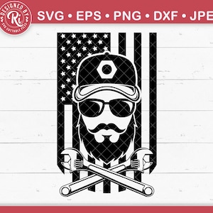 Bearded Mechanic Svg, Mechanic Svg, US Flag Svg, Hot Rod Svg, Diesel Mechanic Svg, Mechanic Gift, Car Mechanic Svg, Mechanic Shirt, Cut File