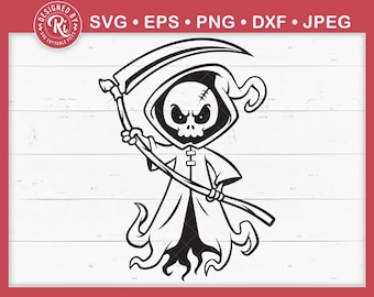 Grim Reaper Svg, Reaper Svg, Grim Reaper Sticker, Scary Halloween Svg, Cute Skull Svg, Grim Reaper Patch, Skull Svg, Dead Inside Svg, Goth