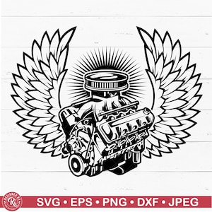 Logo personalizzato per ali motore auto SVG, riparazione auto, meccanico, diesel Png, file di taglio decalcomania per auto, garage Eps, personalizzato, Cricut, Silhouette