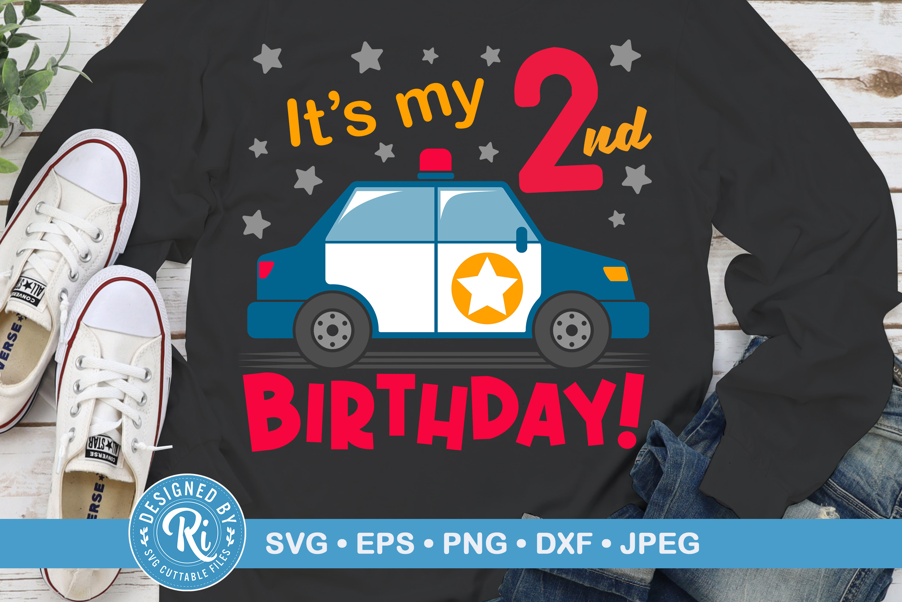 Polizei Auto Geburtstag Svg cuttable Datei für Cricut und Etsy
