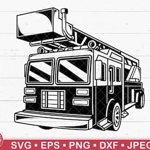Camion dei pompieri Svg, Risponditore, Autopompa, Clipart camion dei pompieri, Camion con gancio e scala, Vigile del fuoco, Camion rosso, Vigili del fuoco, Fiamma, Png, Cricut