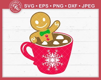Gingerbread Man Svg, Christmas Cookie, Cute, Christmas Coffee Mug, Xmas, Holiday, Cup, Decor, Clipart, Cut File, Cricut, Png, Eps, Dxf