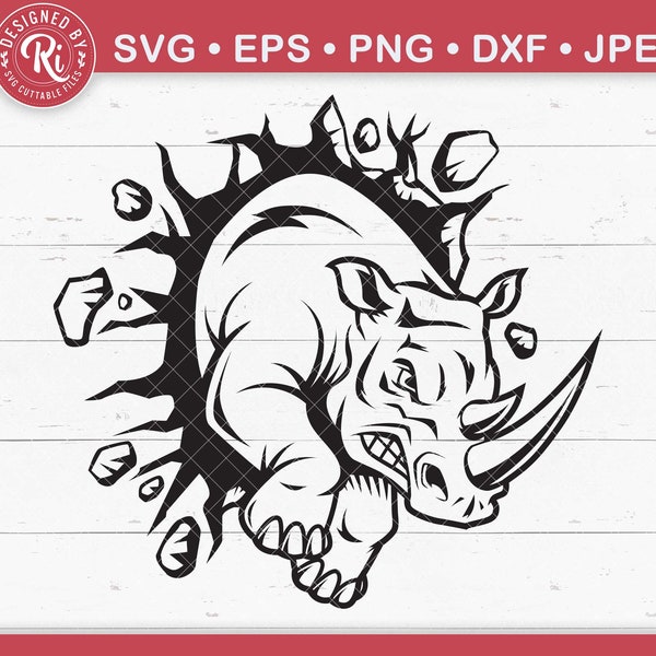 Smashing Rhino svg, Rhino png, Rhino clipart, Rhinoceros svg, wild svg, jungle svg, rhino clipart, rhino cut file, rhino cricut, télécharger