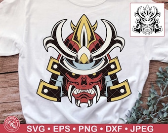 Samurai Mask Svg, Ninja, Warrior, Armor, Helmet, Katana, Martial Arts, Anime, Japanese, Sticker, Logo, Shirt, Cricut, Clipart, Png, Vector