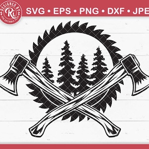 hache croisée et scie bûcheron logo svg, exploitation forestière, bûcheron, construction, bricoleur, boisé, vie de père, timberland, chemise, logo, cricut, png