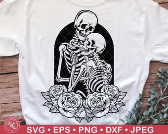 Skeleton Lovers Svg, Wedding Bride Groom, Skull Couple, Gothic, Floral Skull, Valentine Skeleton, Horror, Clipart, Kissing Skeletons, Cricut