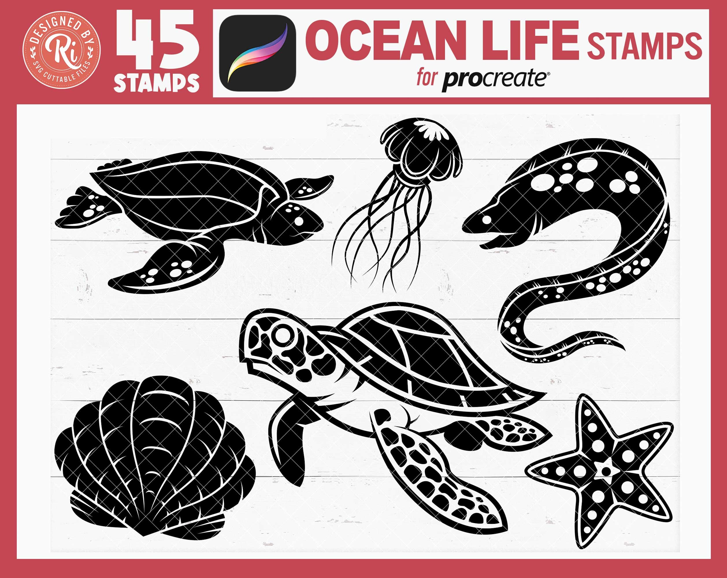 Procreate Ocean Animals Stamps, Procreate Sea Creatures Stamps ...