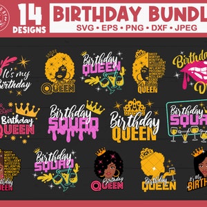 E' il mio compleanno Svg, compleanno Regina Bundle Svg, Birthday Squad Svg, Compleanno Gocciolamento Svg, Compleanno Svg, Afro American Woman Svg, Vino