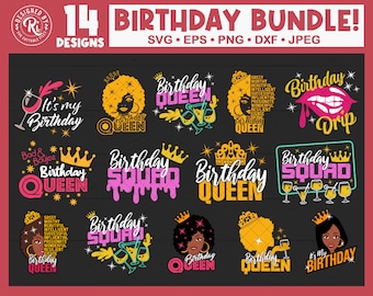 It's My Birthday Svg, Birthday Queen Bundle Svg, Birthday Squad Svg, Birthday Drip Svg, Birthday Svg, Afro American Woman Svg, Wine
