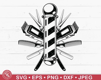 Barber Shop Logo Svg, Barber Pole, Hair Stylist, Hair Hustler, Hairstylist, Hair Salon, Hair Dresser, Logo, Decor, Clipart, Png, Barber Gift