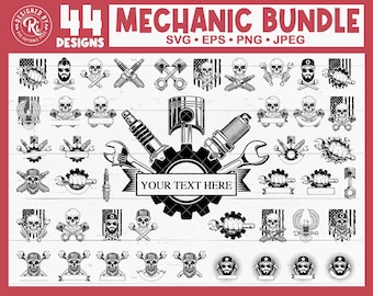 Mechanic Svg Bundle, Mechanic Tools Svg Bundle, US Skull Mechanic Svg, Garage Svg, Car Repair Svg, Piston Svg, Wrench Svg, Spark Plug Svg