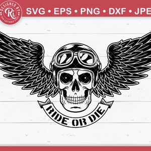 Motorcycle Svg, Motorcycle Tank Decal Svg, Skull Wings, Ride Or Die Svg, Biker Skull Helmet Svg, MotorBike Helmet Svg, Motorcycle Helmet
