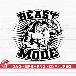 Svg de construction requin en mode bête, Jpg de maillot de sport, Entraînement, Fitness, Musculation, Muscles, Logo de salle de sport, Motivation, Exercice physique, Source d'inspiration