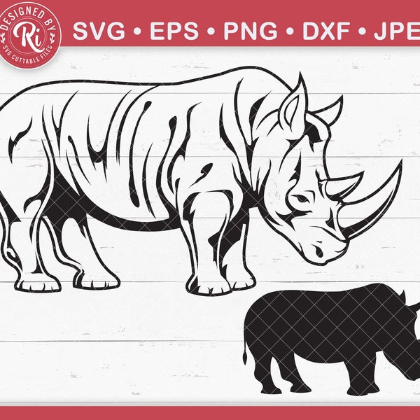 Rhino Svg, Rhinoceros Svg, Rhino Clipart, Rhino Cut File, Rhino Cricut, Rhino Png, Rhino Logo, Rhino Silhouette, Wild Svg, Jungle Svg