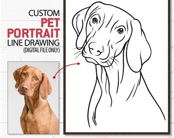Digital Pet Outline Drawing, Custom Dog Vector Art, Animal Sketch, Personalized Pet Portrait For Framing, Simple Pet Memorial Gift, Poster