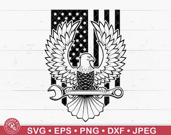 US Eagle Mechanic Svg, Motorcycle, Car Mechanic, Garage, Mechanic Shirt, Racing, Mechanic Logo, Patriotic, Toolbox, Wrench, Cut File, Png