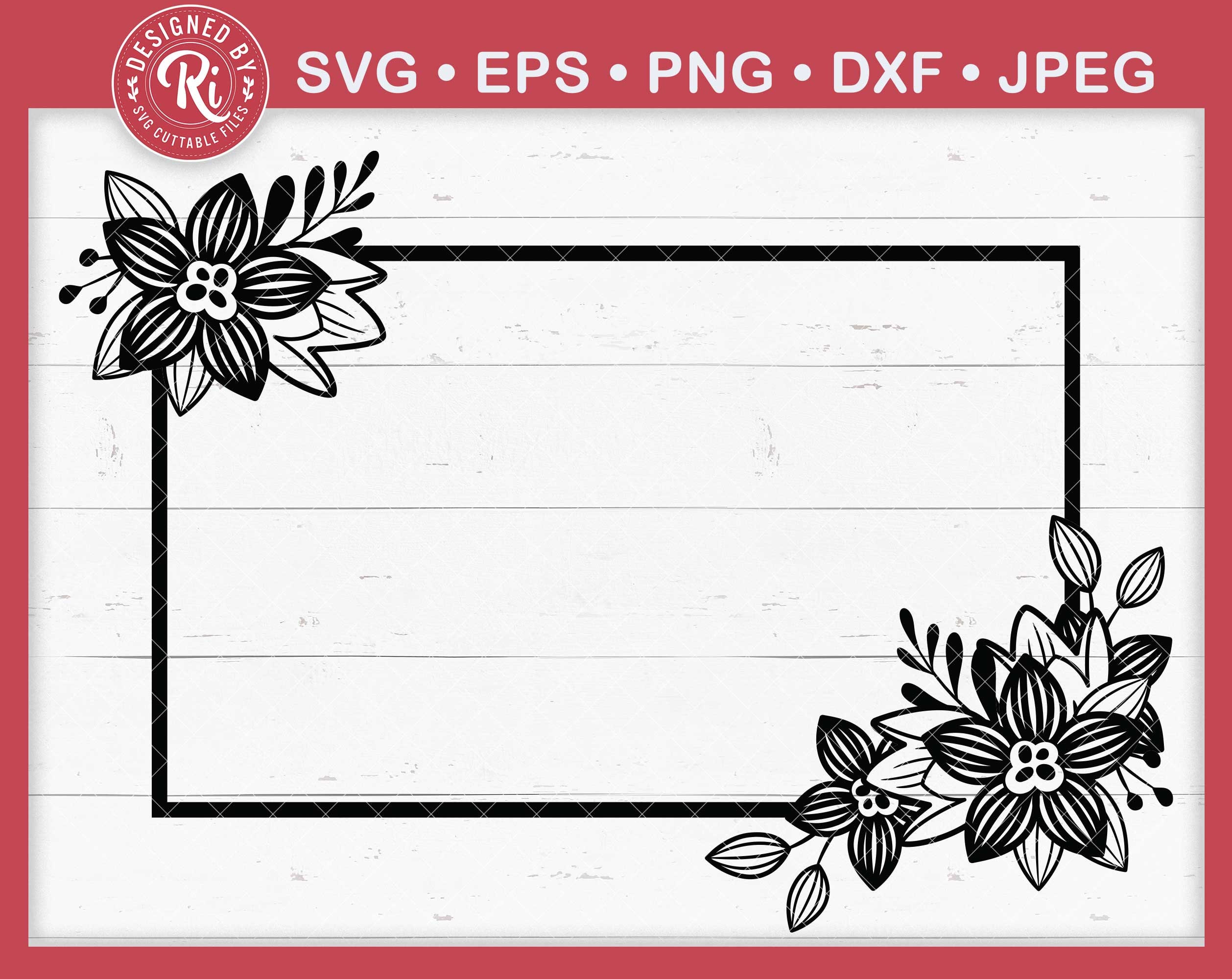 Floral Rectangular Frame Svg Flowers Roses File for Cricut