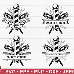 Barber Shop Logo Monogram Svg, Barber Pole, Coiffeur, Arnaqueur de cheveux, Coiffeur, Salon de coiffure, Coiffeur, Logo, Décor, Clipart, Png