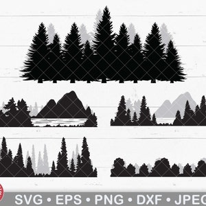 Treeline Svg, Forest Trees, Pine Tree, Tree Line, Nature, Hiking, Woodland, Outdoors, Camping, Lake Life, Clipart, Silhouette, Cricut, Png