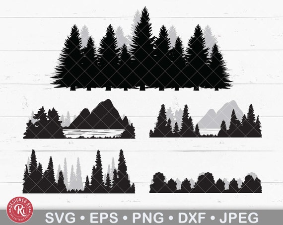 Treeline Svg, Forest Trees, Pine Tree, Tree Line, Nature, Hiking, Woodland,  Outdoors, Camping, Lake Life, Clipart, Silhouette, Cricut, Png 