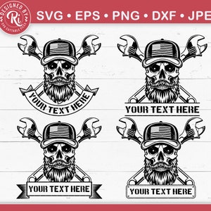 Bearded Skull Mechanic Svg, Mechanic Monogram Svg, American Mechanic Svg, Patriotic Mechanic Svg, Bearded Skull Cap Svg, Skull with Wrenches