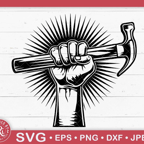 Verhoogde Hamer Svg, Hand Holding Hammer Svg, Klauw Hamer Svg, Timmerman Svg, Gereedschap Svg, Klusjesman, Hamer Cricut, Hamer Clipart, Houtbewerking