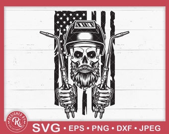US Bearded Skull Welder Svg, Welding Svg, Welding Torch Svg, Welder Png, Welder Clipart, Welder Shirt, Mechanic Svg, Weld Svg, Construction